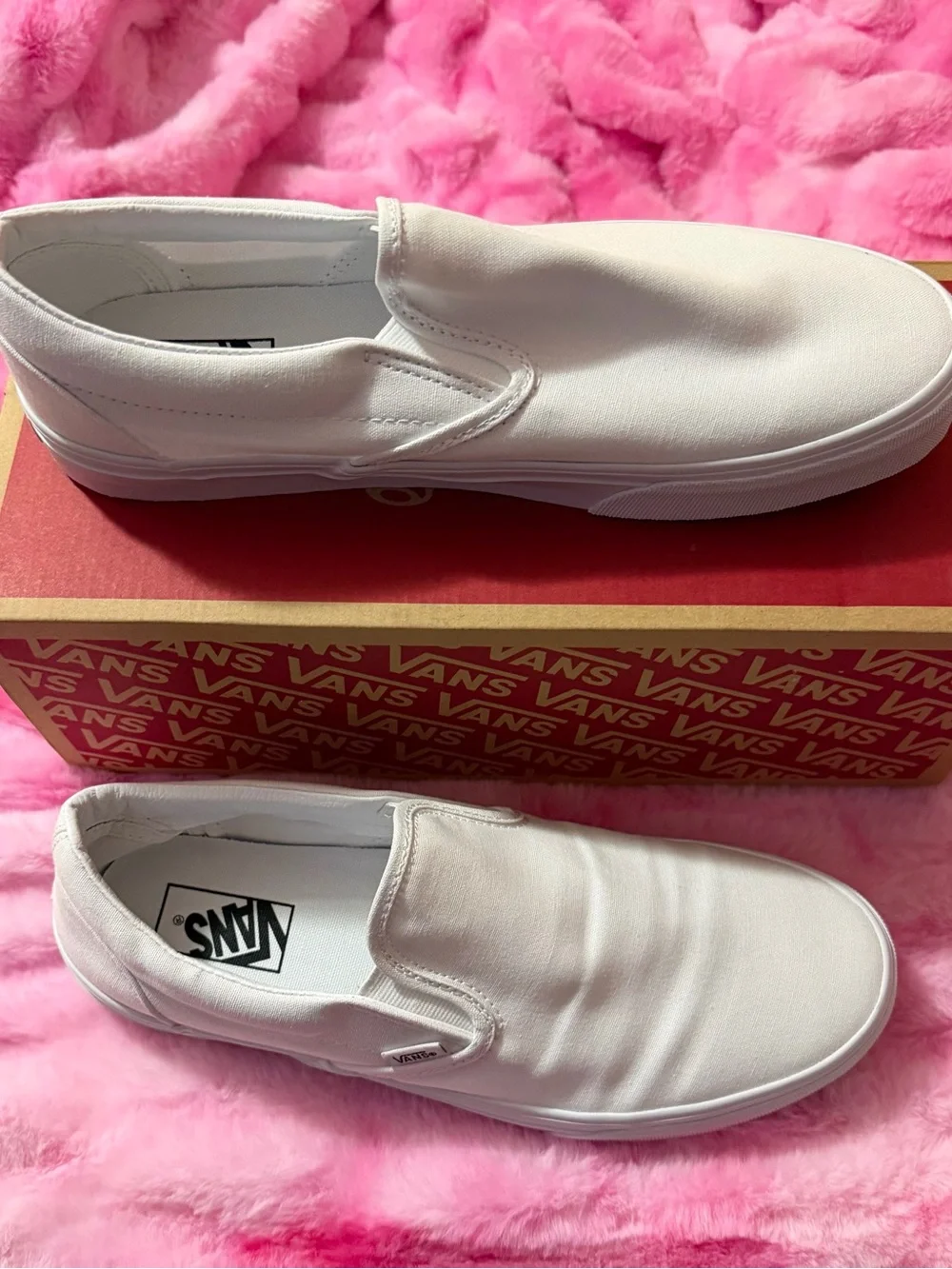 Vans White Classic Slip-On Sneakers
